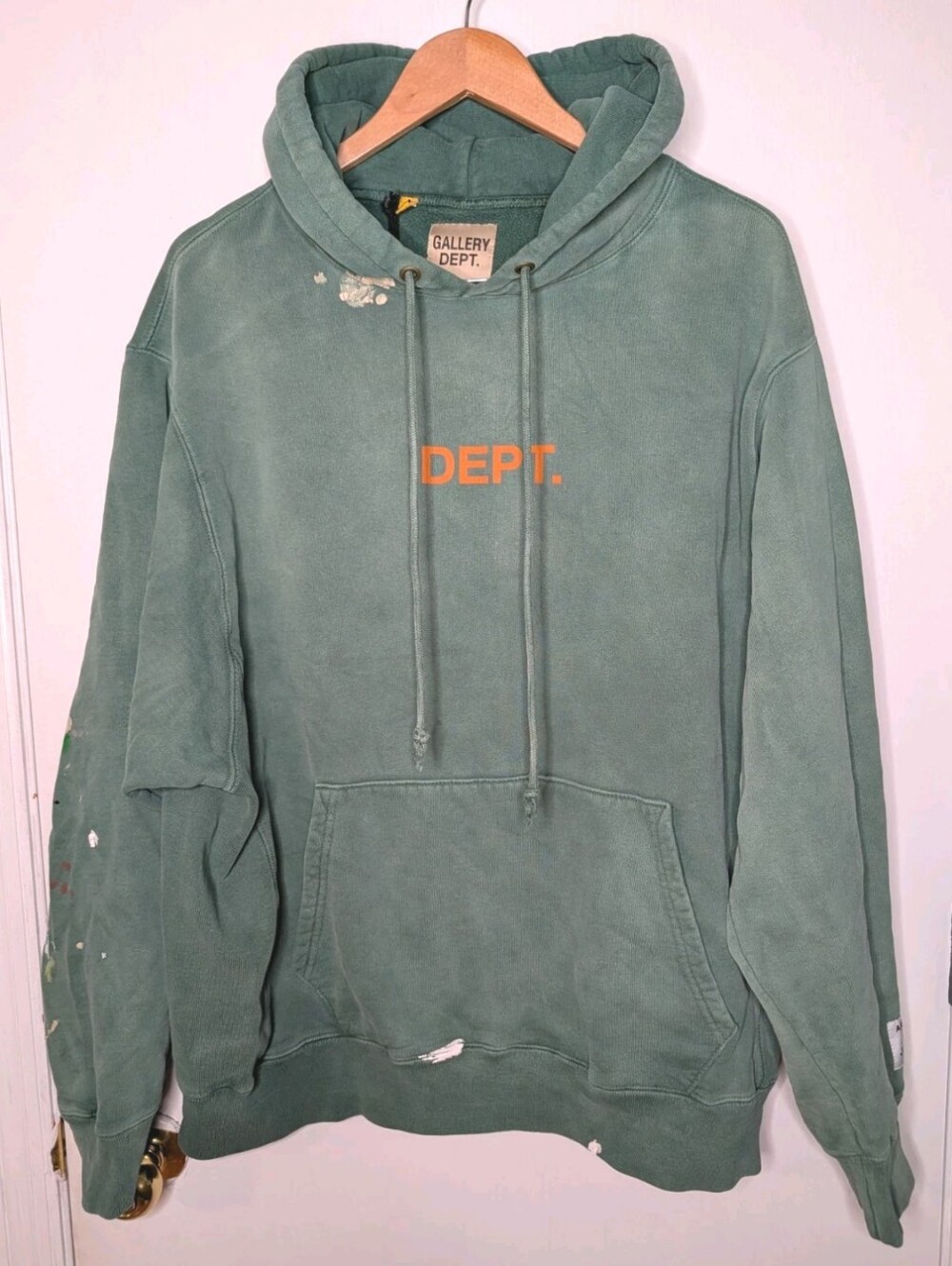 Gallery Dept. Hoodie Sweatshirt Pullover Paint Splatter Green Men size XL